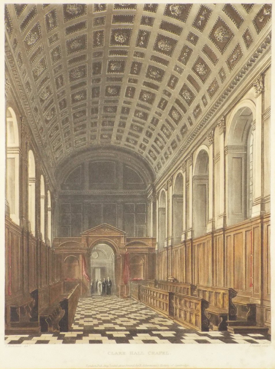 Aquatint - Clare Hall Chapel. - Stadler